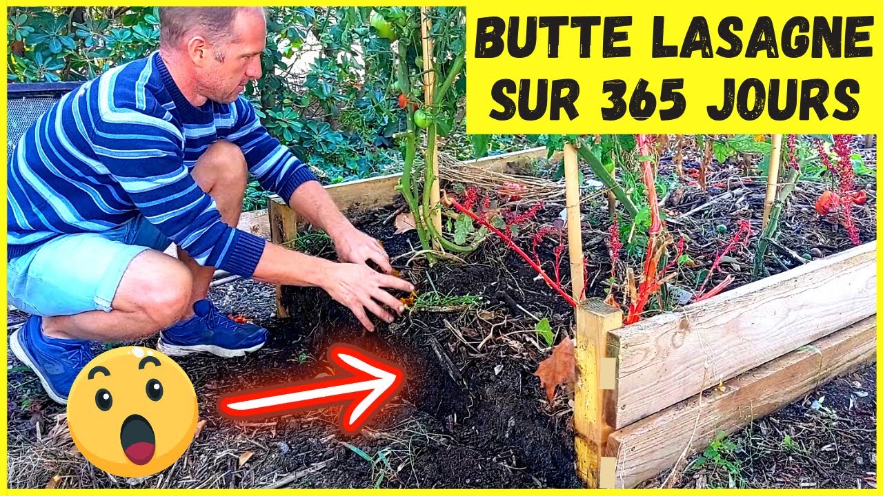 BUTTE DE CULTURE EN LASAGNE ► Suivi sur 365 jours (Confection, récolte et terreau de fou!)