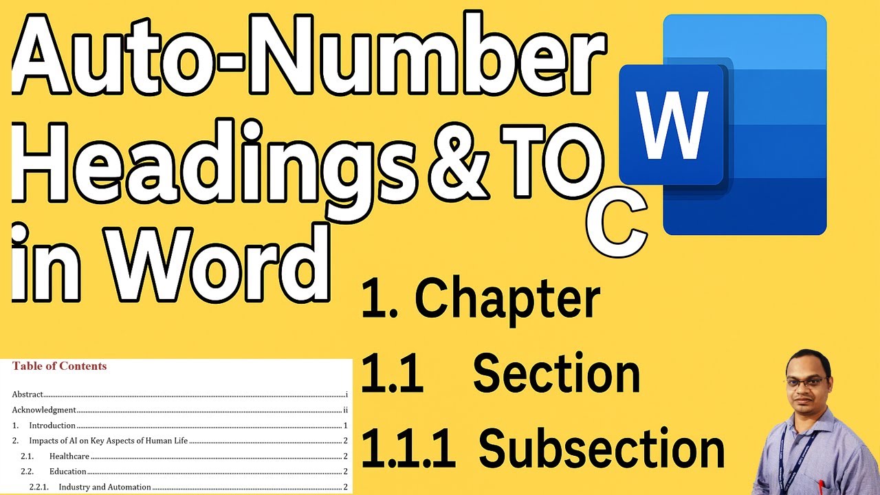 Auto-Numbering Headings + Mixed TOC (Numbered & Unnumbered Sections) (MS Word Tips #03)