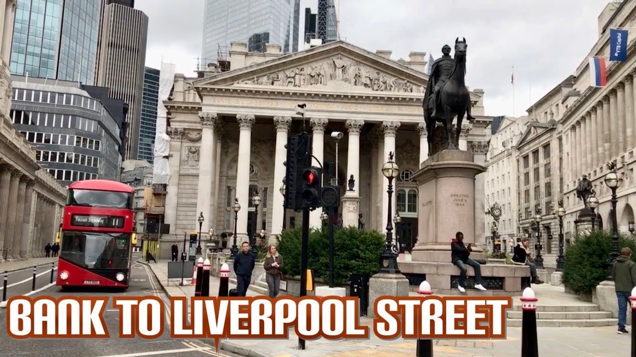 Walking through London 4k: Bank Station to Liverpool Street Station | Bank of England