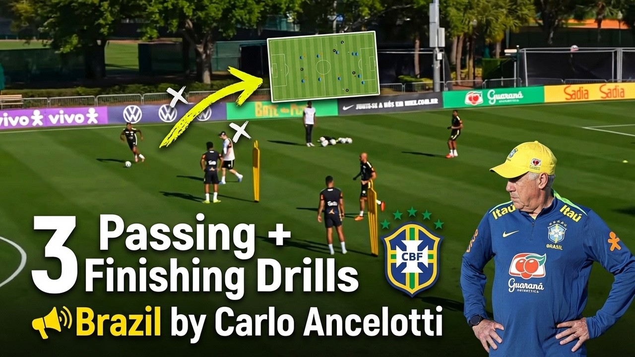 🏃⚽ 3 Passing + Finishing Drills 🔰Brazil National Team Training