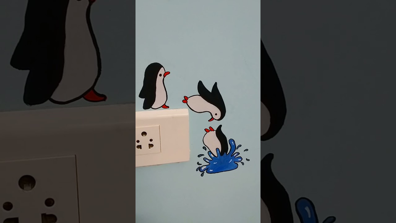 Switchboard Painting/cute switchboard painting🐧 #shorts #kcraftsandarts #switchboardpainting #craft