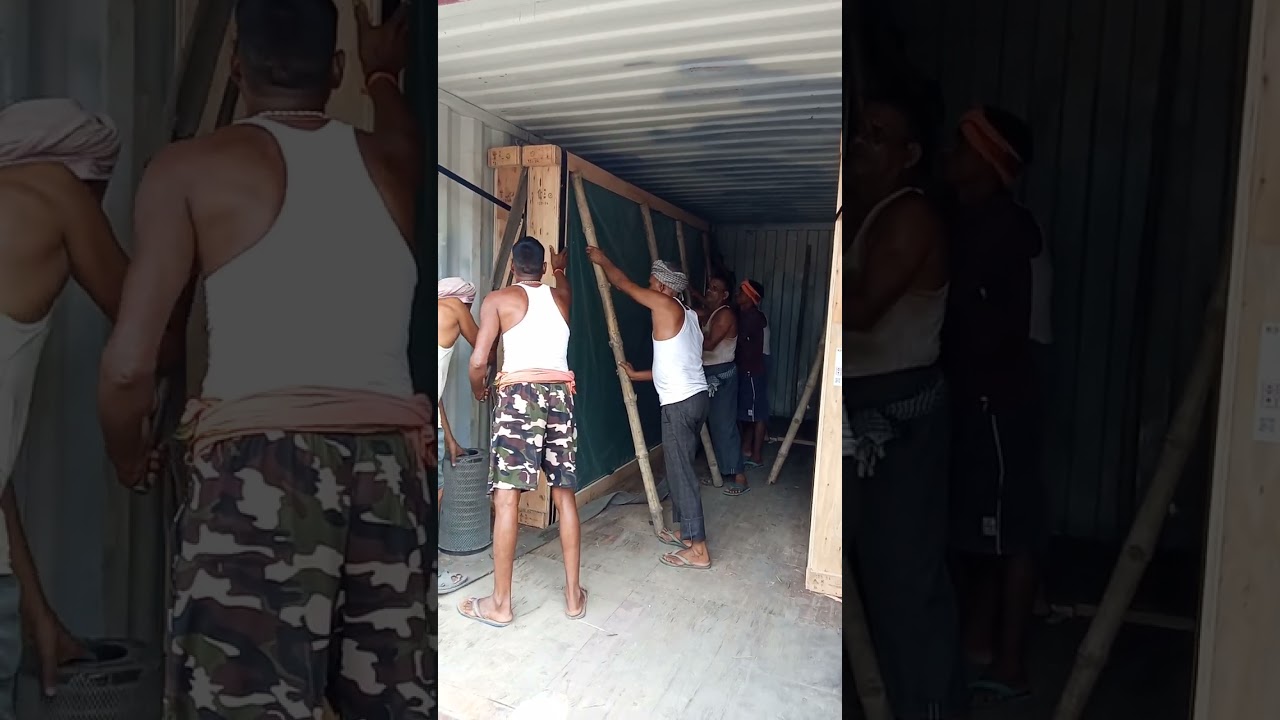 How to Unloading a big glass crate from a container PDP plot High road .