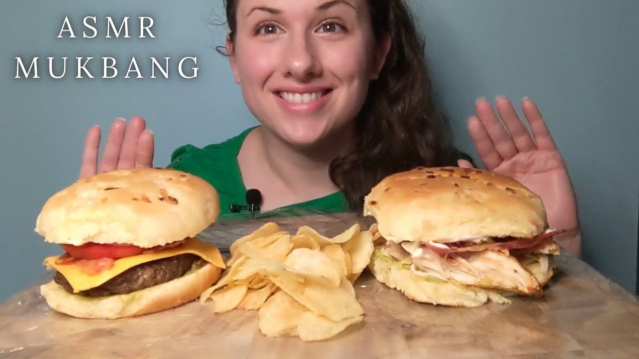 BACON CHEESEBURGER AND CHICKEN SANDWICH MUKBANG | ASMR MUKBANG | No talking eating show