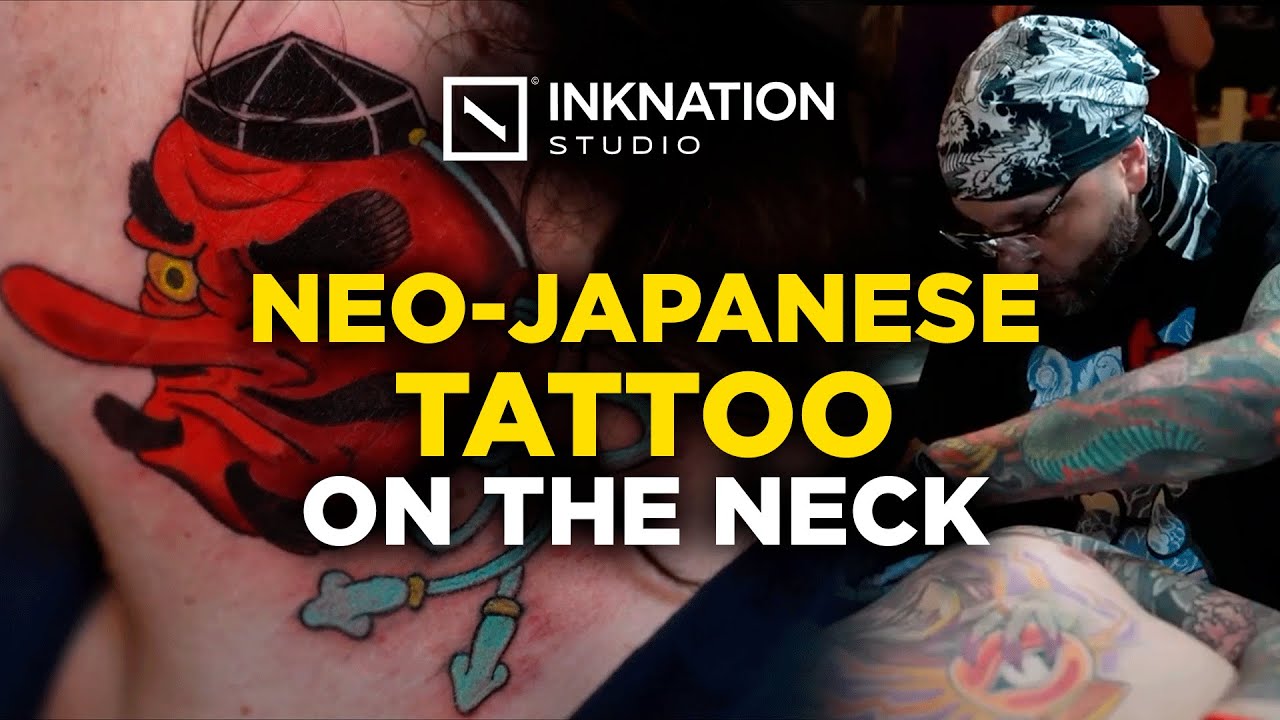 Neo-Japanese tattoo on the neck | Jee Saya
