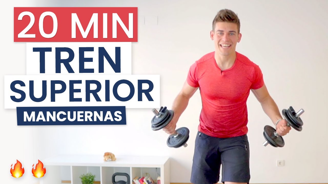🔥TREN SUPERIOR en casa CON MANCUERNAS 🔥 Ejercicios para tren superior en casa