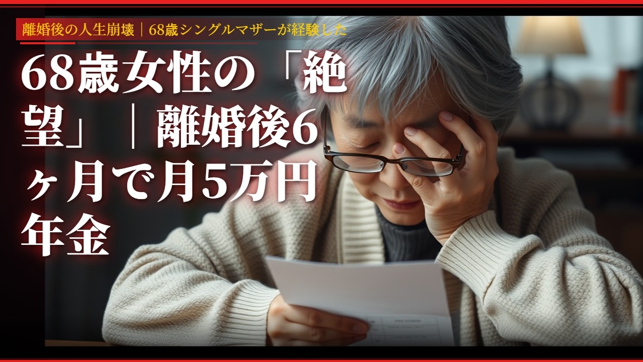 68歳女性の絶望｜離婚後6ヶ月で月5万円年金の現実に直面