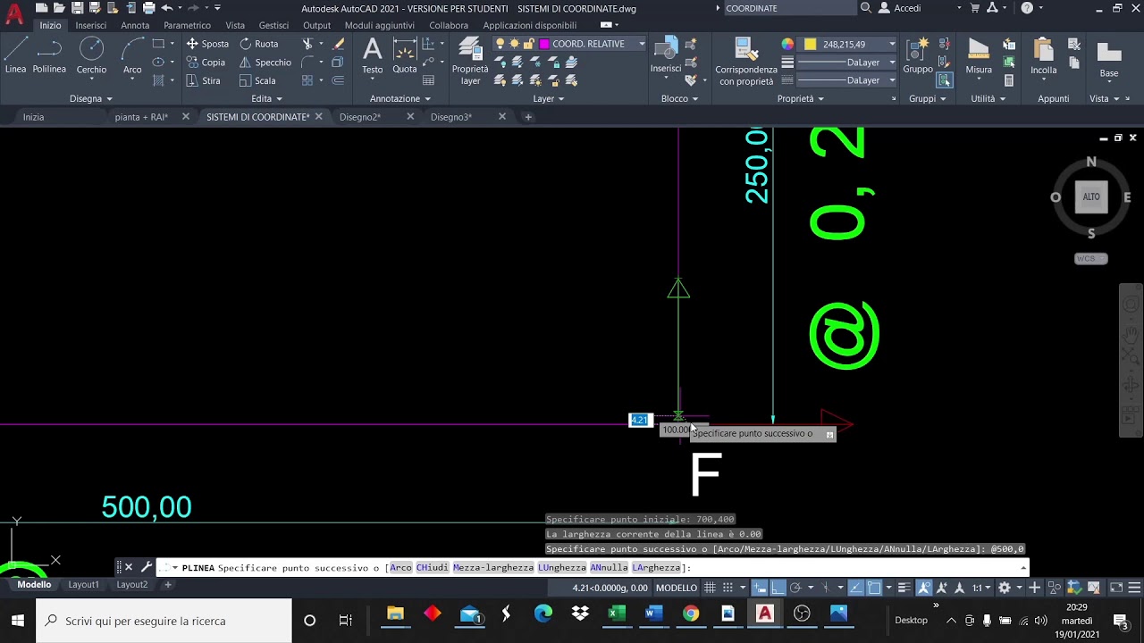 COORDINATE CARTESIANE RELATIVE CON AUTOCAD