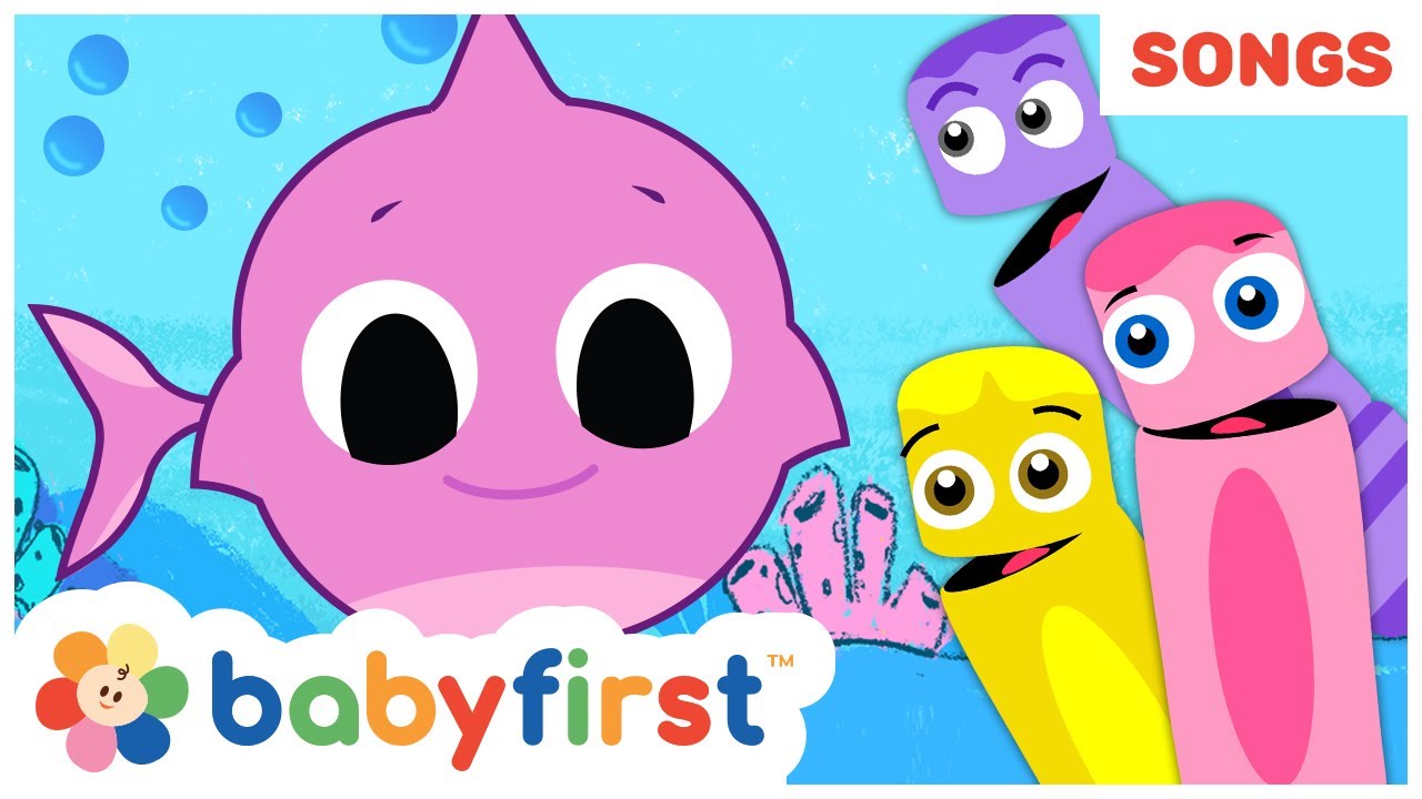 Baby Shark Song w Color Crew | Summer Songs Compilation | BabyFirst TV Songs for Children
