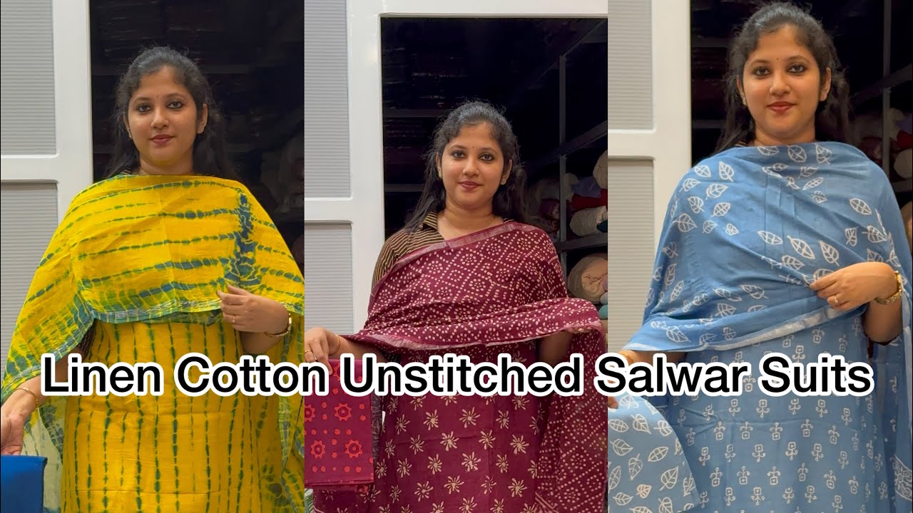 Linen Cotton Unstitched Salwar Suits@Eza_fabz 