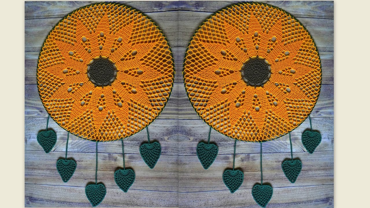 ATRAPASUEÑOS GIRASOL TEJIDO EN CROCHET