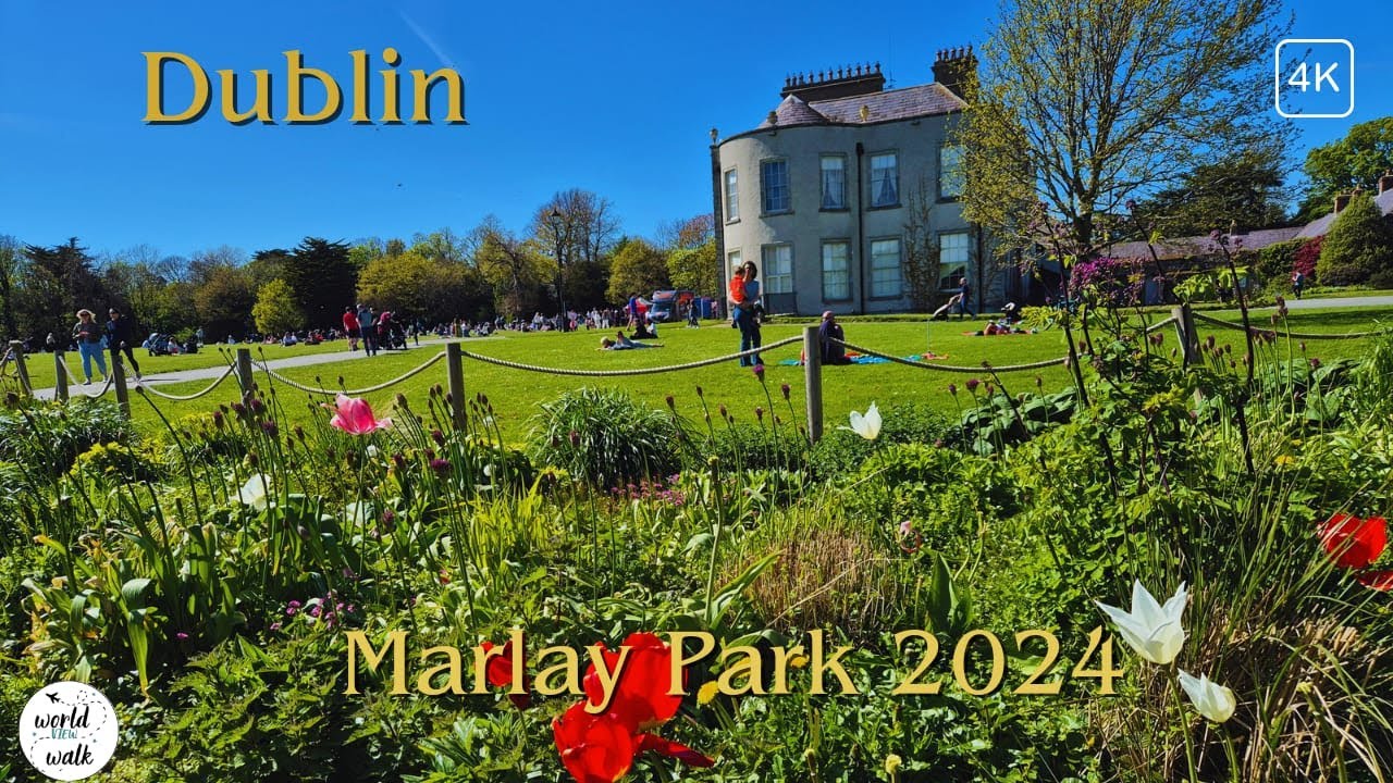 Dublin sunny walking tour -  Marlay Park - 4K 60 FPS (2024)