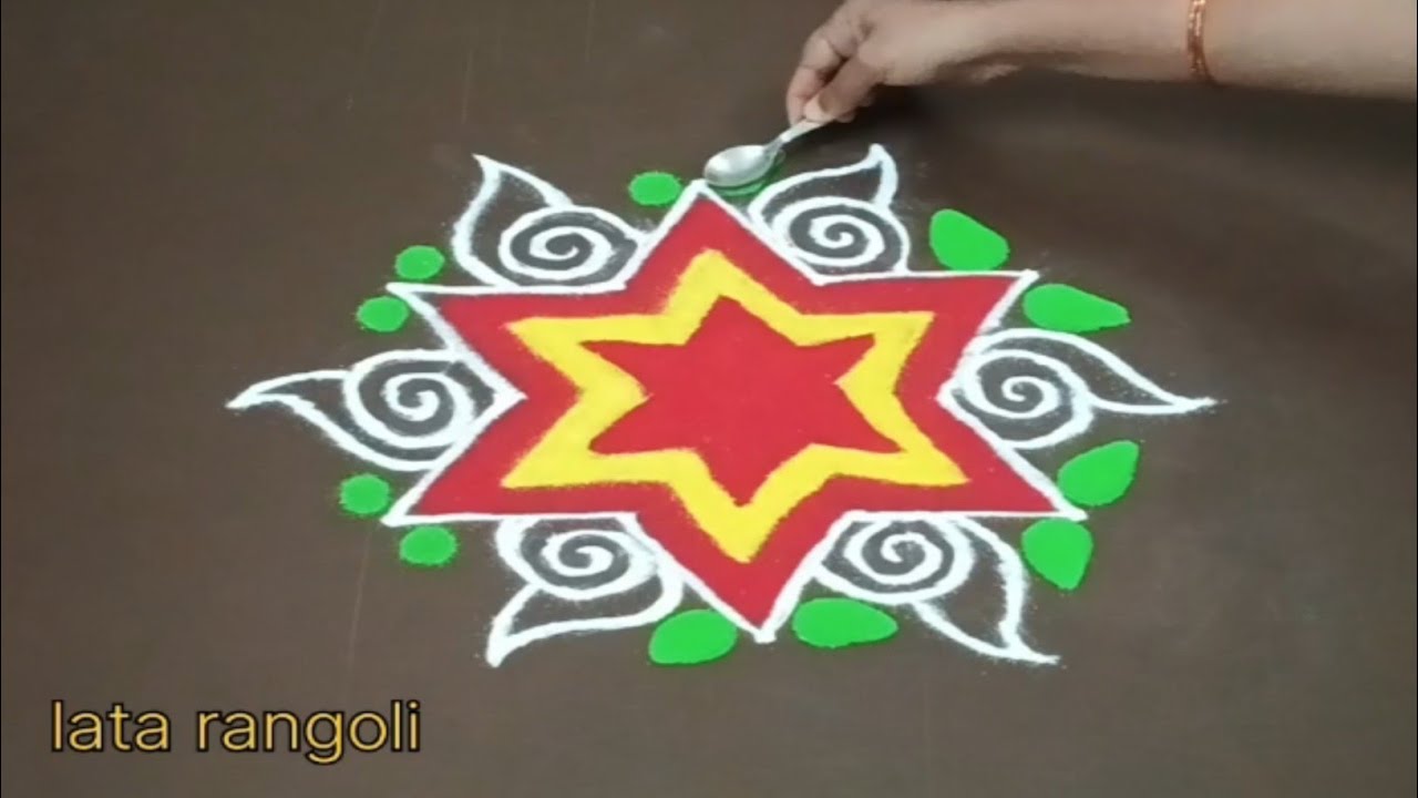 Easy rangoli design for beginners❤ Daily basis rangoli design 🩷5×3 dots kolam 🩷🩵