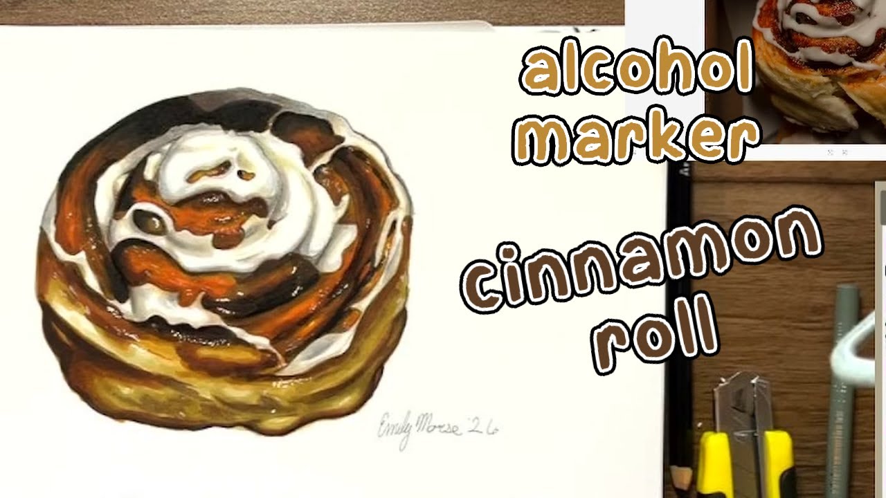 I drew a cinnamon roll! | Alcohol Marker Art