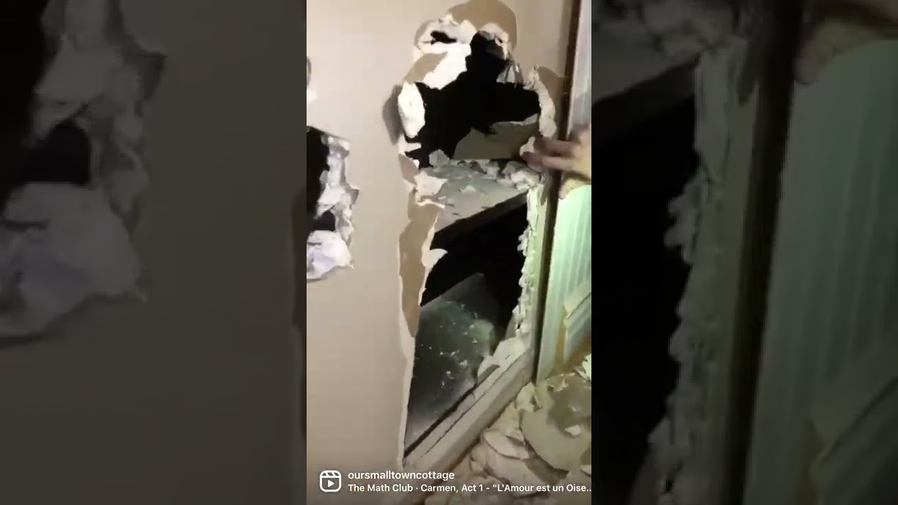 Working on my built in bookshelf we discovered behind the wall!