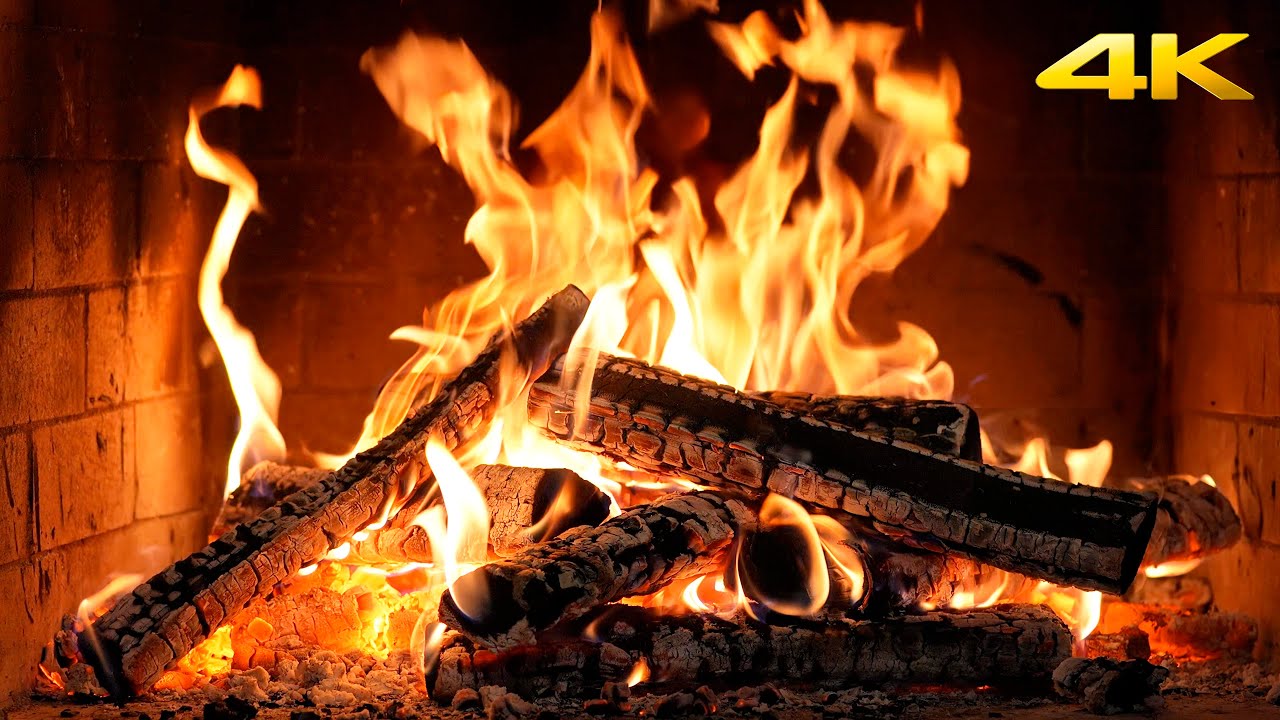 🔥 Relaxing Burning Fireplace Sounds with Crackling Logs for a Peaceful Holiday Night (Ultra HD) 4K