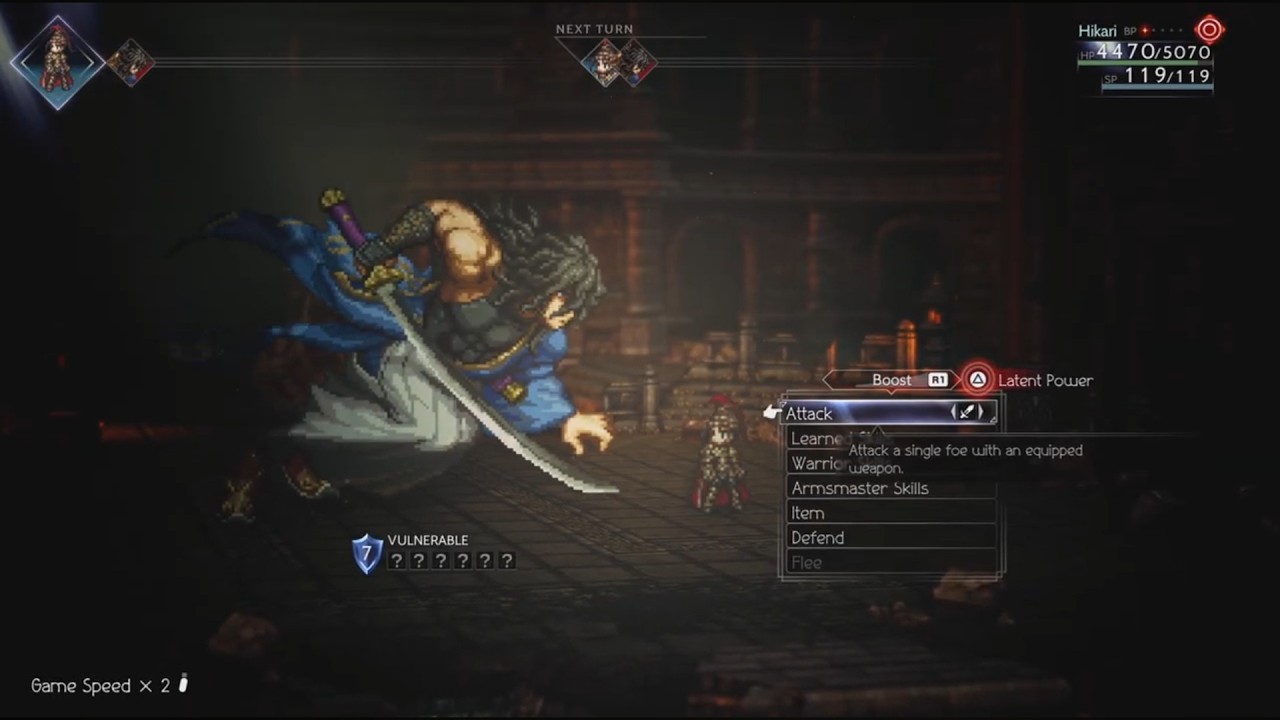 OCTOPATH TRAVELER II - Karma Boss Fight (One on One battle using Hikari in Decaying Temple)