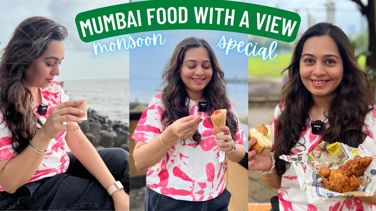 MUMBAI FOOD *Monsoon Special* | Street Food, Cafes & Mumbai Restaurants with the best view 🌊🍀