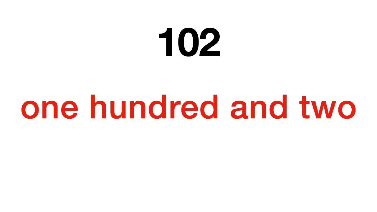Numbers 100 to 110