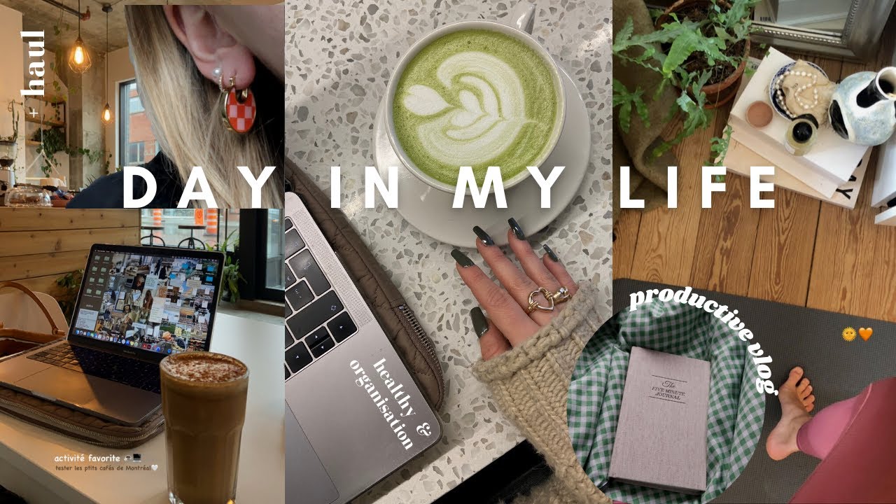 productive day in my life🧘‍♀️🍵💻 / dans ma vie d’étudiante à Montréal (yoga, café, journal) 💌