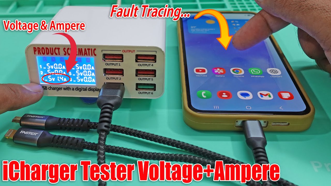 How to use multi-Port Ampere tester icharge USB charging hub in mobile phone repairing Tutorial9