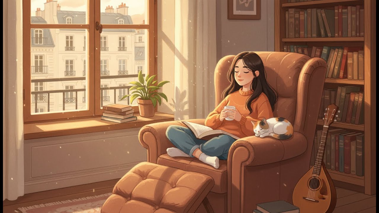 Acoustic Guitar Cafe Instrumental Paris Morning Apartment Mood for Calm Relax and Focus