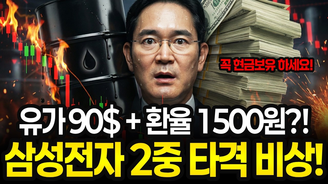 [긴급] 유가 90달러 돌파와 환율 1500원 시대, 삼성전자 주가 2중 타격과 내 피 같은 돈 지키는 실전 대응 방법 공개! (현금 비중 늘려야 하는 이유)