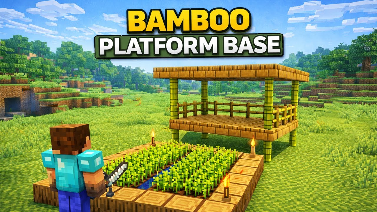 Building a Small Bamboo Platform Base 🌿 | Minecraft Survival