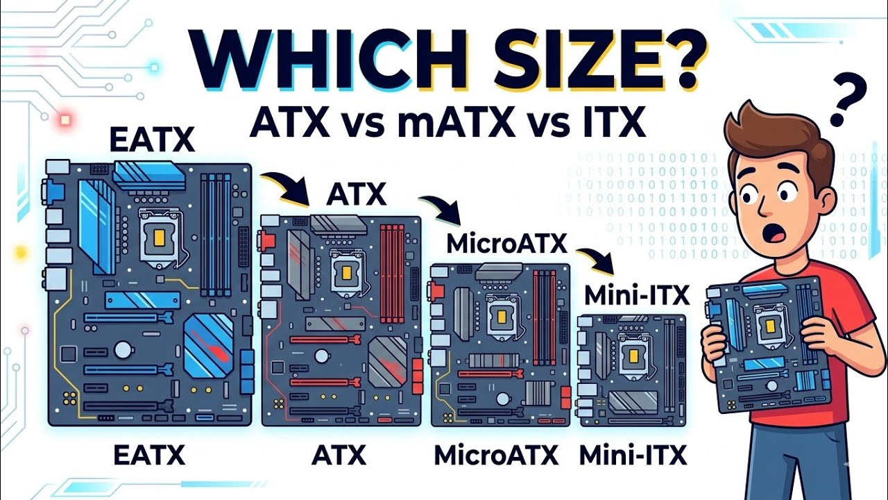 Размеры материнских плат за 6 минут! ATX против MicroATX против Mini-ITX против EATX