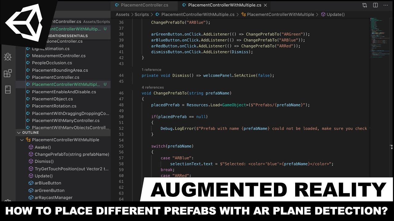 Unity3d с AR Foundation — как размещать различные префабы с помощью обнаружения плоскостей AR?