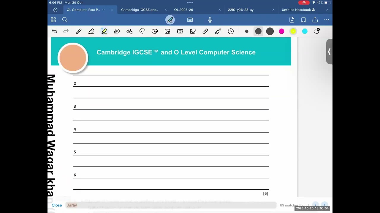 2210 /0478 Computer Science - Array Past Papers | Class 14