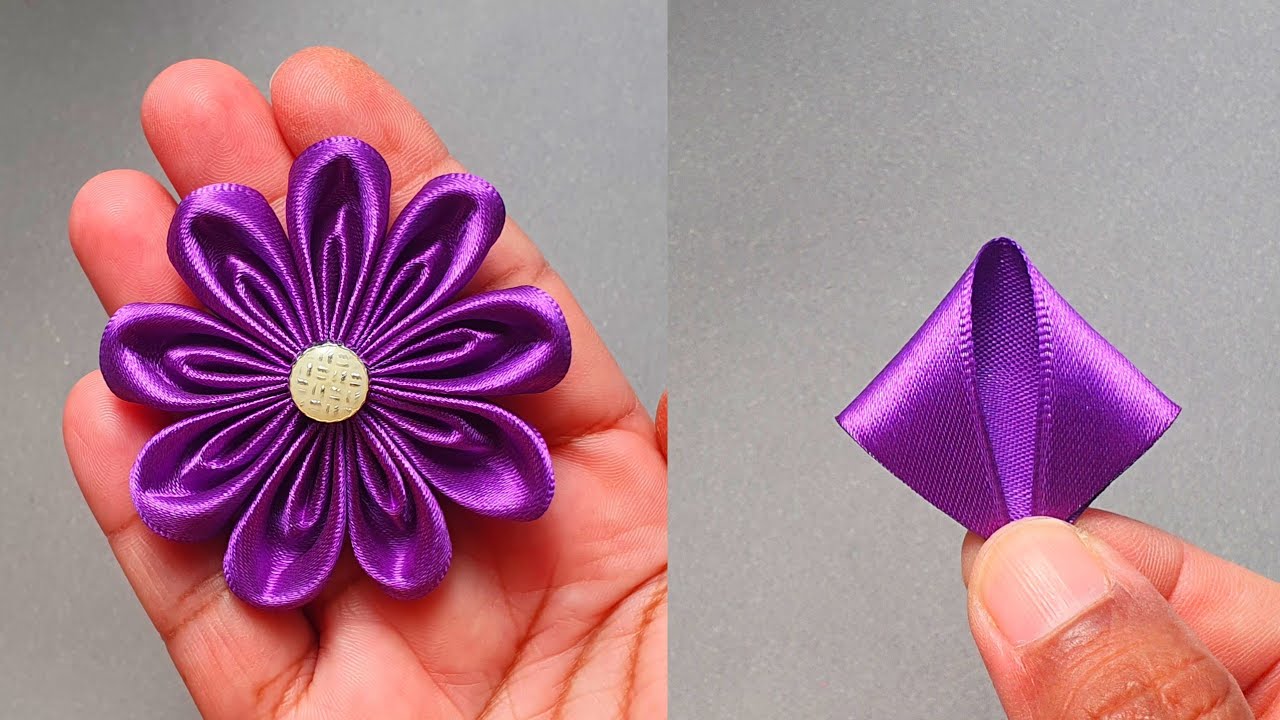 DIY : How to make ribbon flowers / Ribbon flowers / Easy making with needle / Amazing Ribbon Tricks