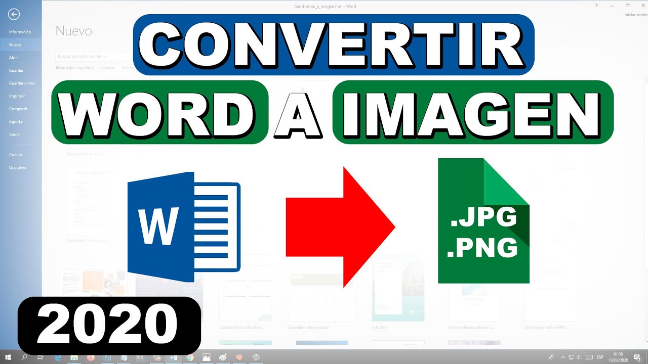 Como convertir documento WORD a imagen JPG - PNG (Sin Programas 2020)