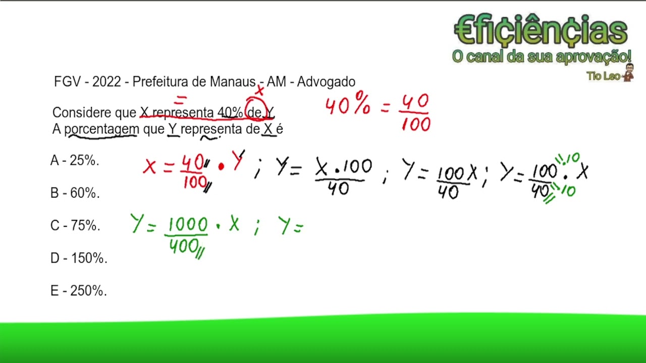 FGV - Porcentagem - Resolução de exercício.