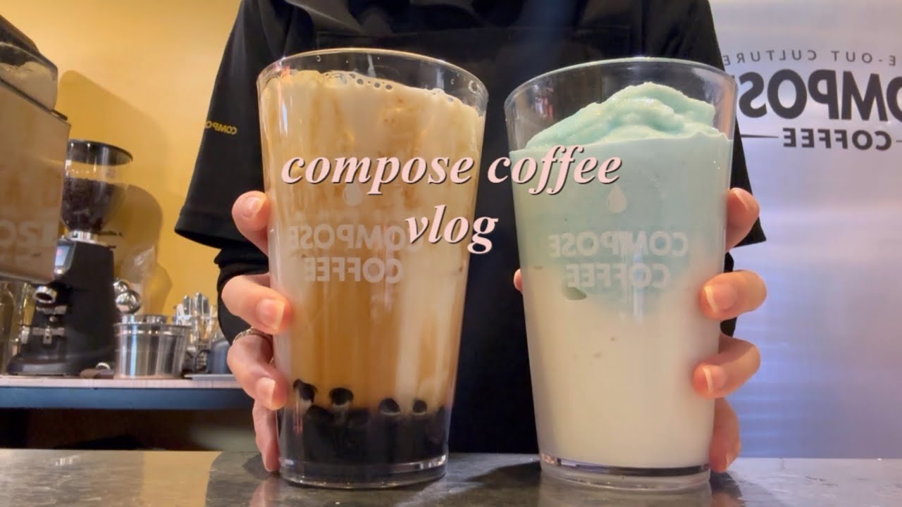 자막 없이 보는 음료모음집🧋💖 | 컴포즈커피 | 카페알바 | 카페브이로그