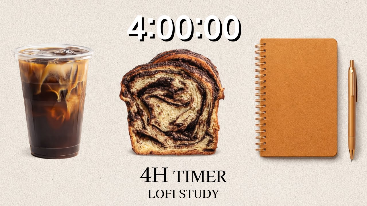 4 Hour Calm Lofi Focus Timer ⏳ | Study & Work