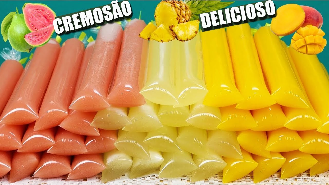 3 SABORES DE GELADINHO BASE DE ÁGUA DA FRUTA CREMOSO E SUPER GOSTOSO!