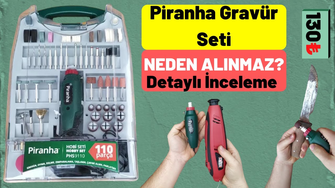 A101 Piranha Gravür Seti 110 Parça Detaylı İnceleme ve Test (130TL) #Piranha #Gravür #Minitaşlama