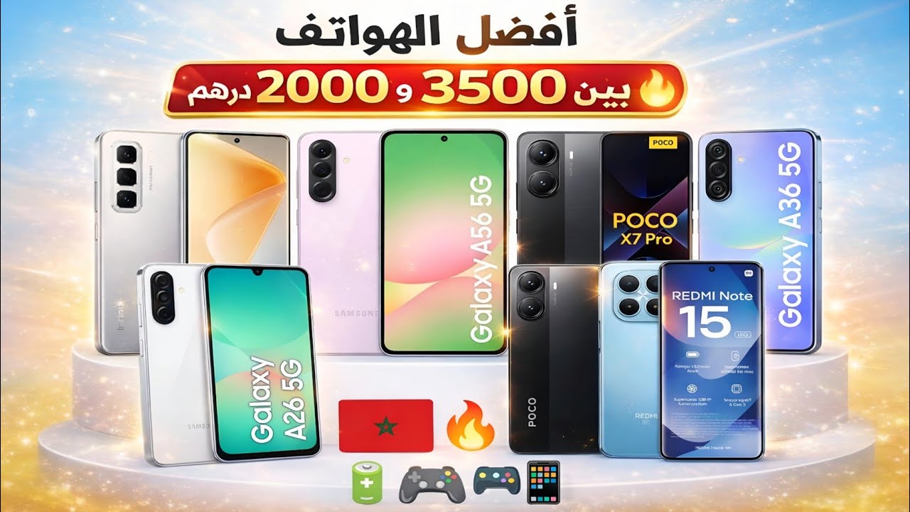 أفضل الهواتف بين 2000 درهم و 3500 درهم في المغرب 2026 🇲🇦 | هواتف تقدم قيمة مقابل سعر 🔥✅