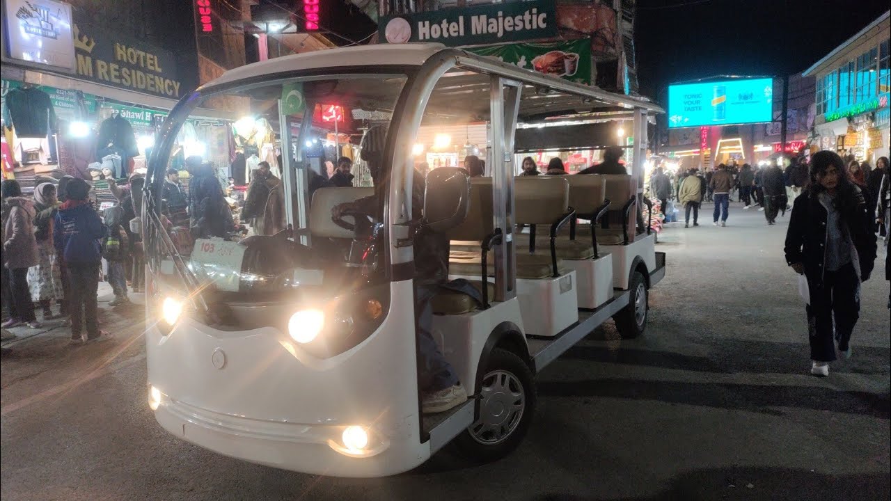 Electric Motor Cart Ride pindi point to GPO Chowk Murree in Night View 
