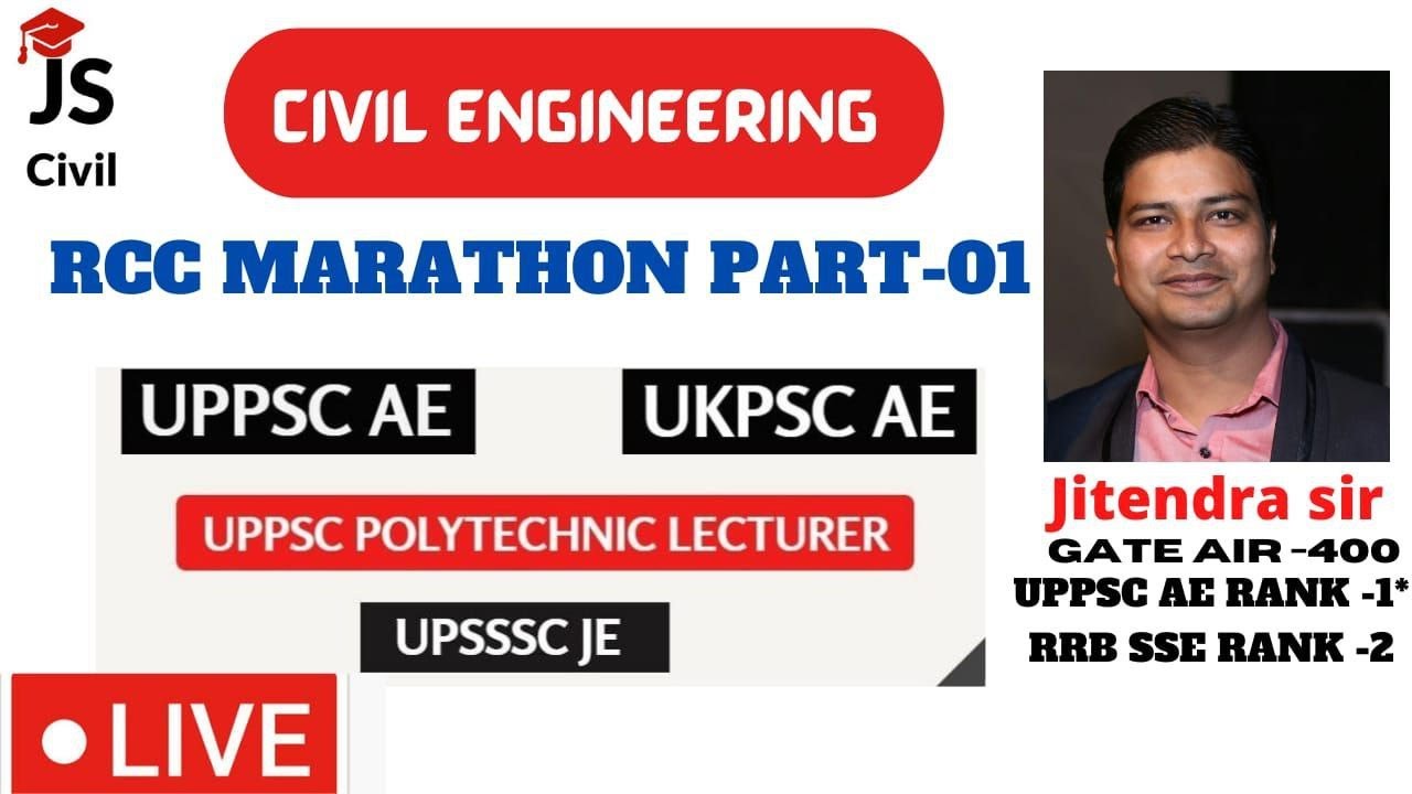 RCC Marathon Class Part-01 II UPPSC-AE/UKPSC-AE /Polytechnic Lecturer I Civil Engg I By Jitendra Sir