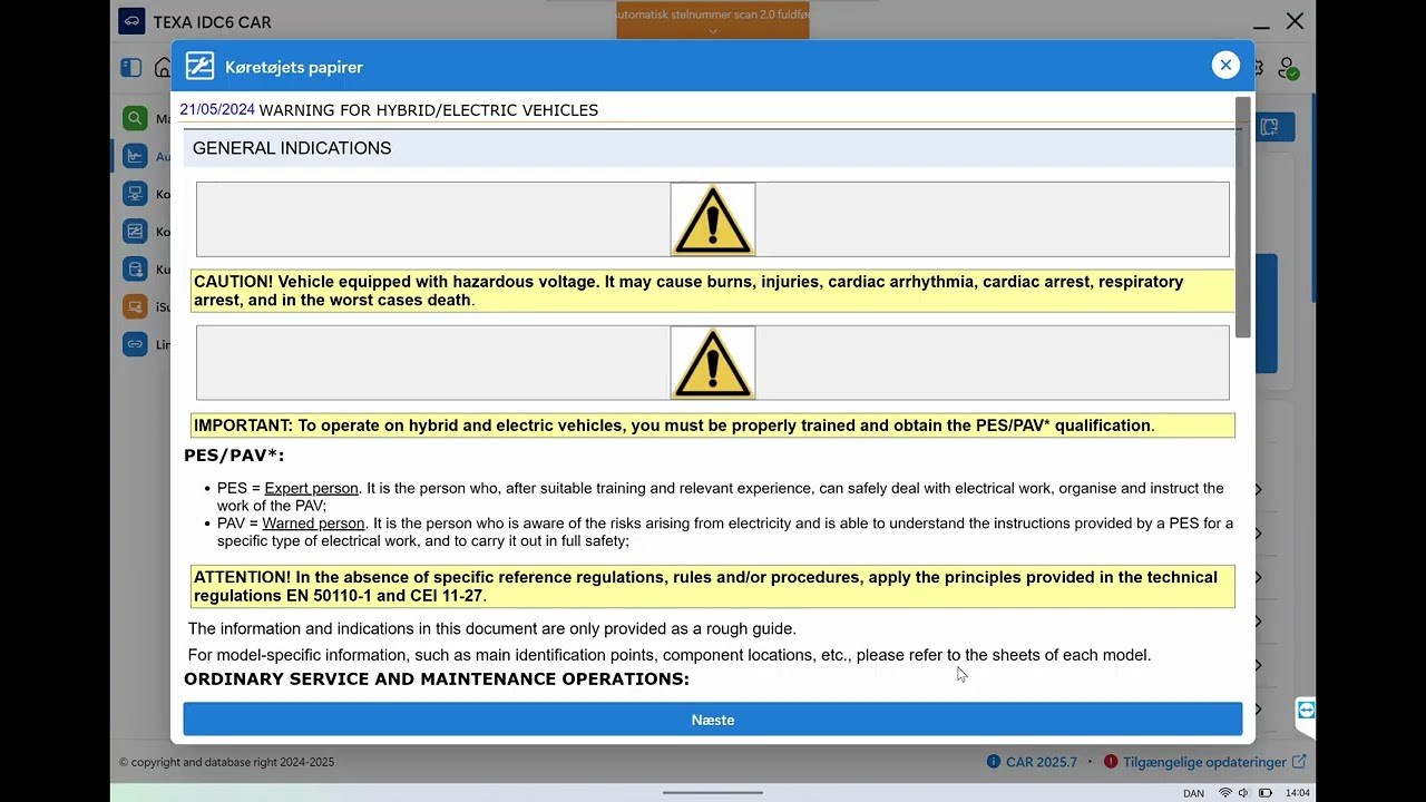TEXA IDC6 kom godt igang - 1. Identificer bilen DK