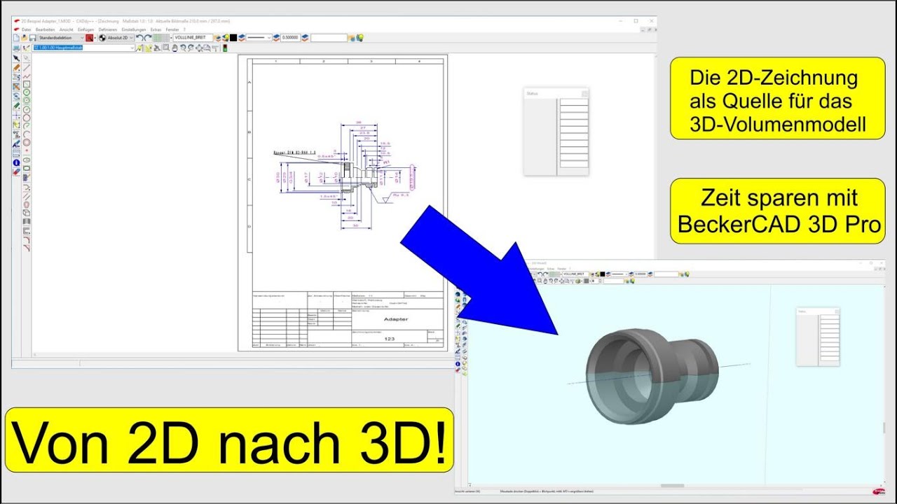 BeckerCAD 3D Pro: Von der 2D-Zeichnung zum 3D-Volumenmodell
