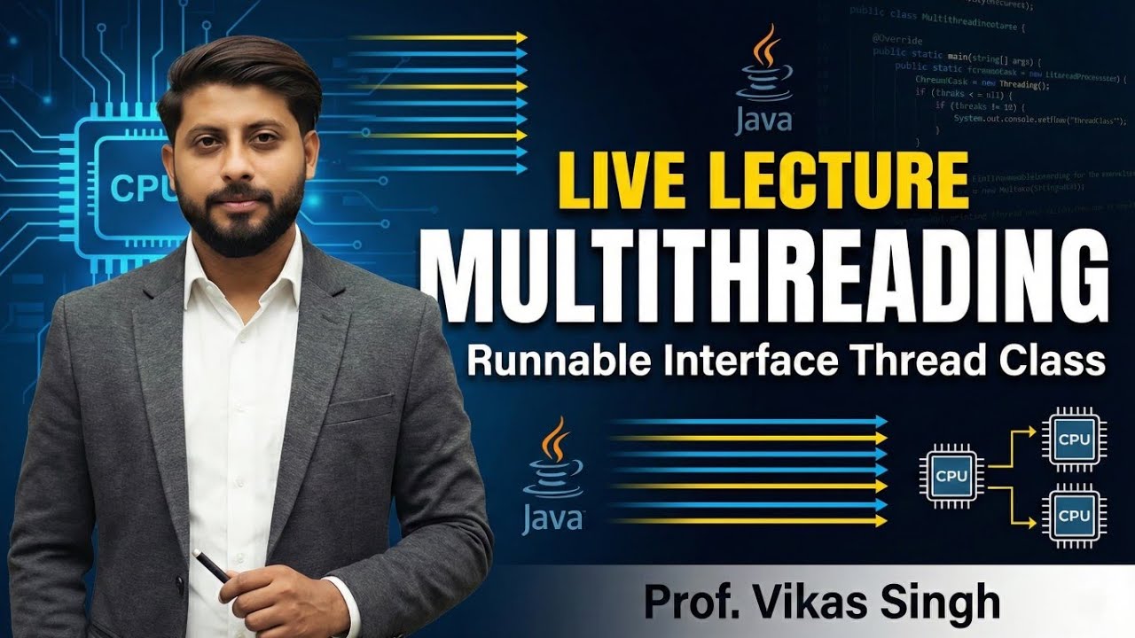 Live Lecture Multithreading | using Runnable Interface | Thread Class | in Hindi by Vikas Singh