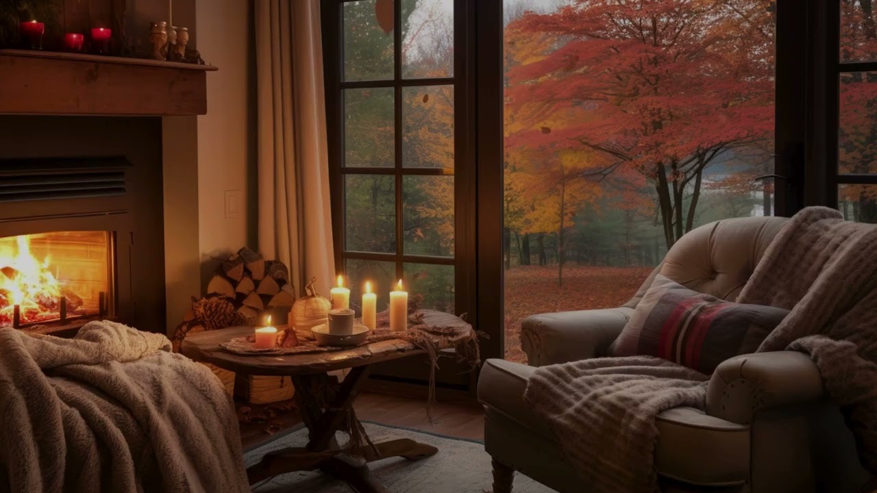 Cozy Fireplace Room for Sleeping & Relaxation | Peaceful Night Music