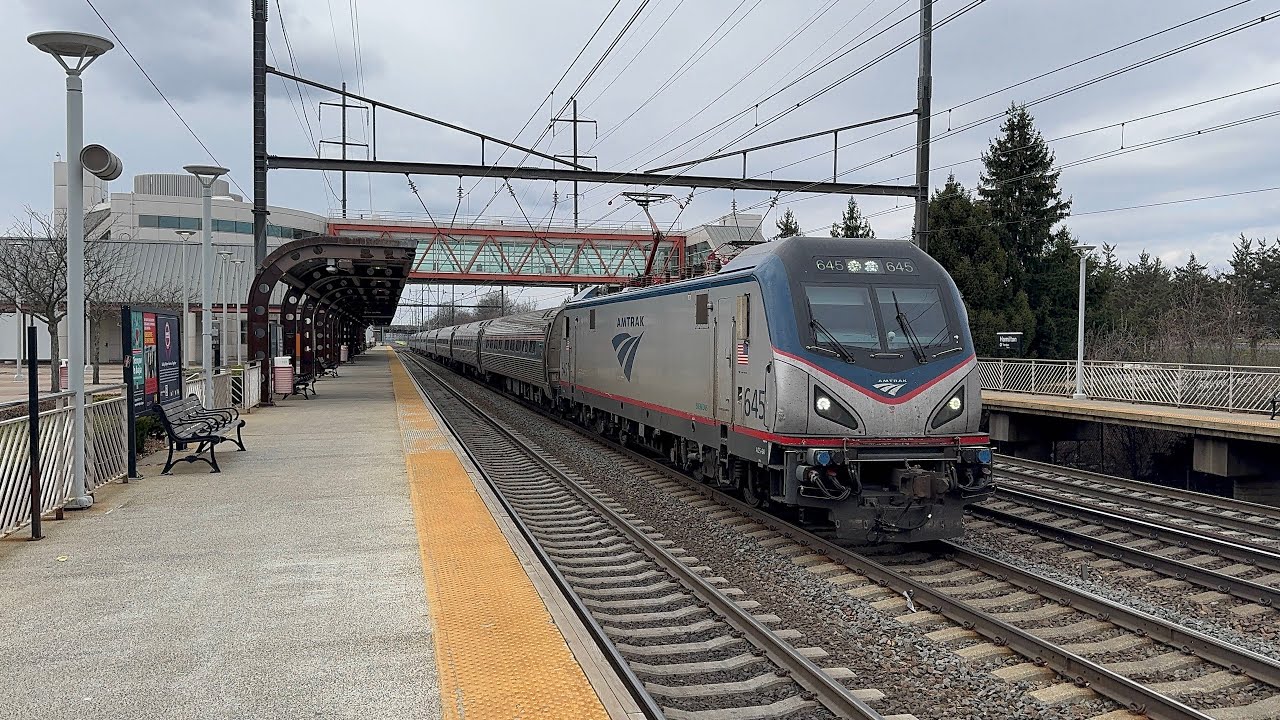 NJTransit & Amtrak Northeast Corridor trains at Hamilton station 03/26/25