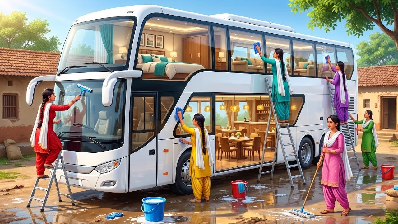 5 Village Girls Discovered a GIANT Bus Underwater... Then Turned It Into Their Dream Home! 🚌🌊🏠