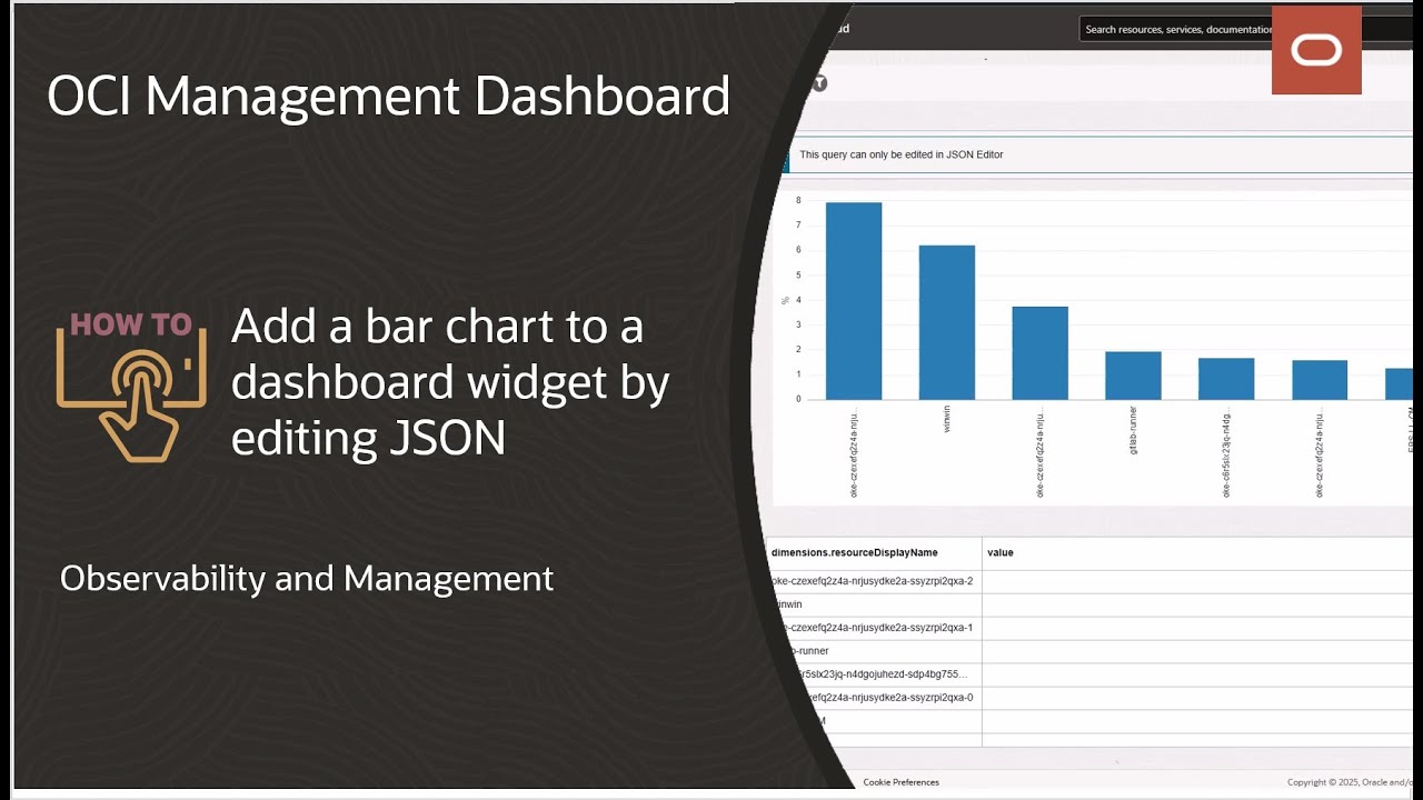 OCI Management Dashboard: How to add a bar to a dashboard widget by editing JSON