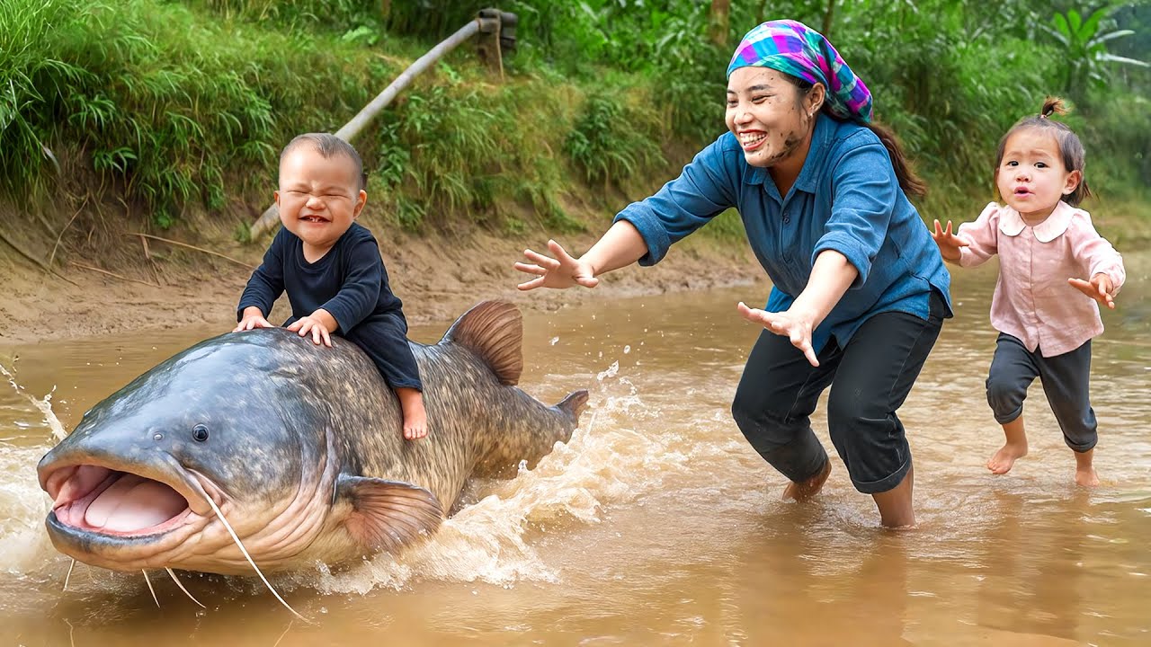 Catching 1000kg+ Huge School of Giant Carp & Catfish by Hand in Mud Pond to Sell at the Fish Market