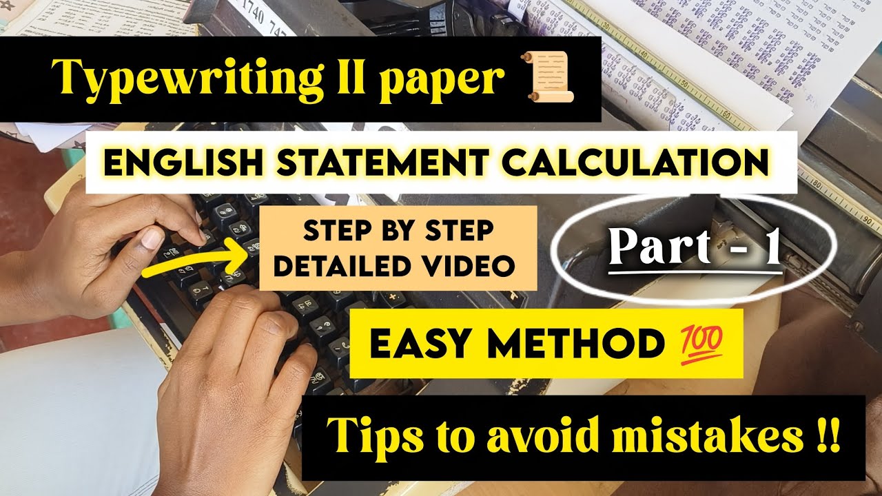 Typewriting English Statement Calculation 📜 Detailed Video 📝 Part - 1 📚 #typewriting #type#statement