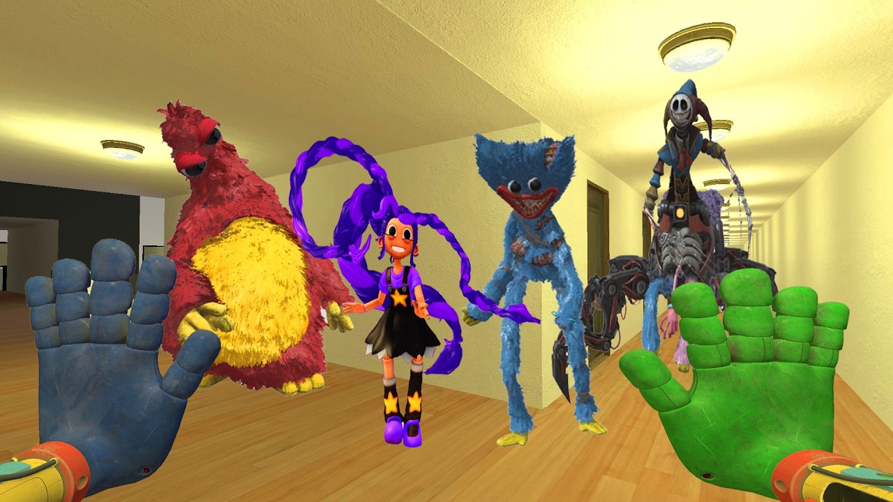 Lily Love Braids,Huggy Wuggy,The Prototype And Chum Chompkins Nextbot In The Hotel Gmod!